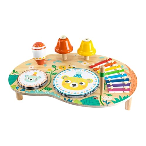 Misaakoeq Mesa de atividades para crianças - brinquedo musical de madeira para a primeira infância e estimulação precoce, brinquedos para desenvolvimento de coordenação meninos meninas + 2 anos