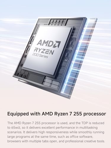 Image of MINISFORUM AI X1-255 Mini PC AMD Ryzen 7 255 (8C /16T, up to 4,9 GHz), 32 GB DDR5 RAM 512GB M.2 SSD,HDMI /DP /USB4 (4K@120 Hz), Dual Speaker /DMIC,USB-A X 3, 2.5G LAN, Wi-Fi 7 /BT5.4