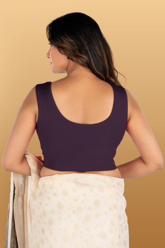 Image of Abhi Readymade Saree Blouse for Women- Sleeveless, Round Neck, Regular-fit, Stretchable, Pull-on Style Blouse