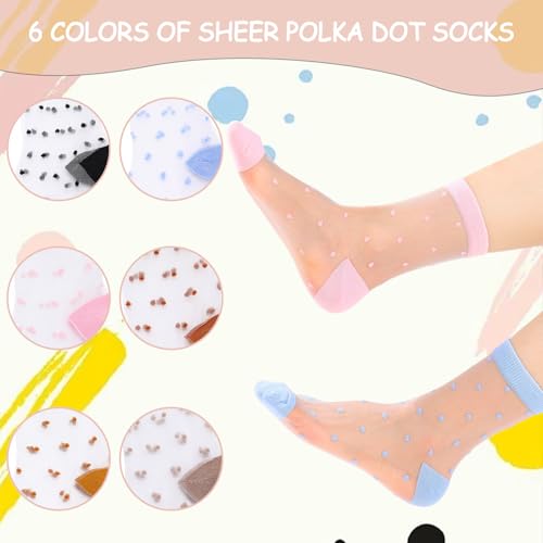Image of Jspupifip Sheer See Through Socks for Women Striped Plaid Mesh Colorful