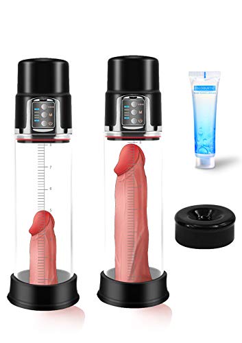 Rechargeable Automatic Penis Vacuum Pump with 4 Suction Intensities for Stronger Bigger Erections, PALOQUETH Electronic Male Enhancement Penis Growth Pump Sex Toys with Clear Cylinder for Easy Viewing
