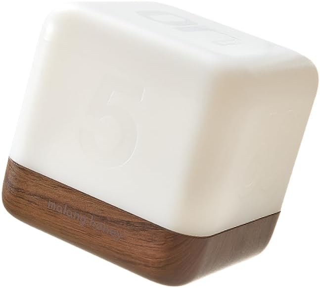 Malang Honey] LED Nursing Light USB Rechargeable Cube Flip Timer Portable Desk Lamp for Baby Feeding/Sleeping/Eye Protection with 2colors, 145g (Dark Wood)