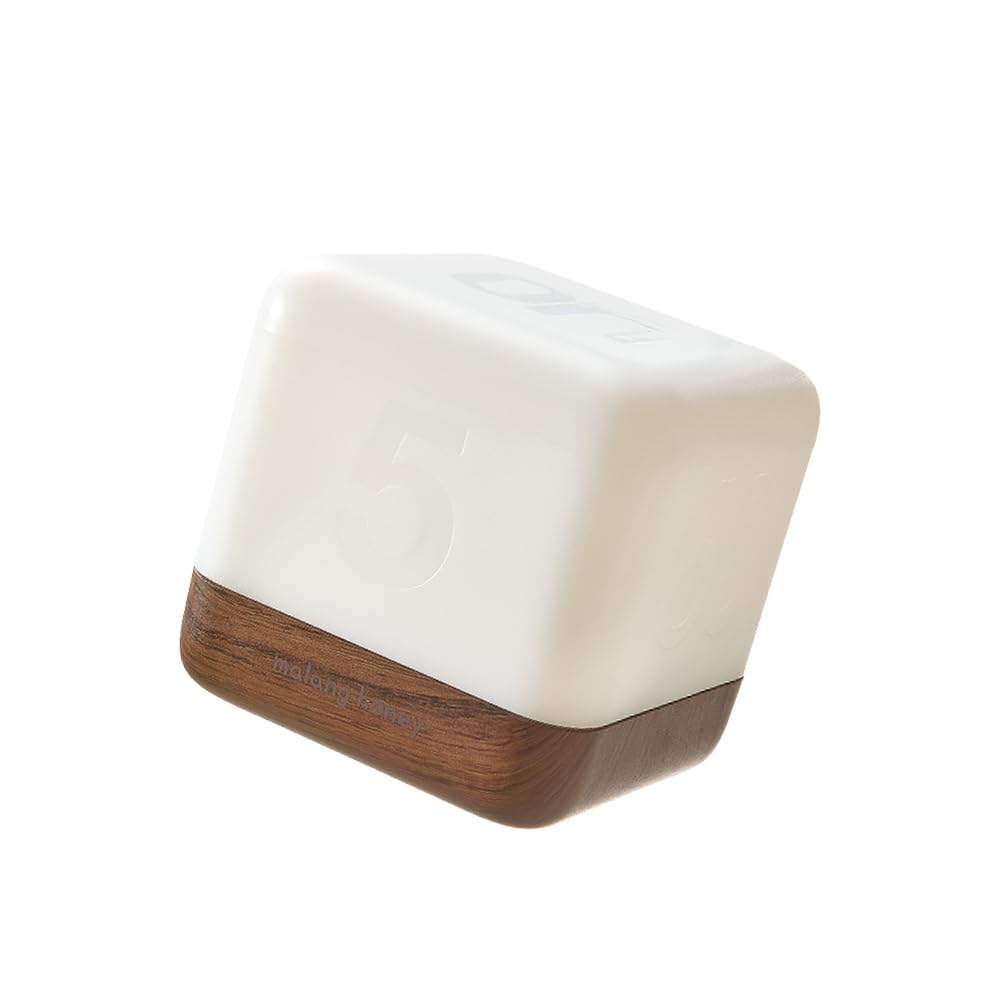 Luz LED de lactancia recargable por USB, cubo con temporizador, lámpara de escritorio portátil para alimentar al bebé, dormir, protección ocular con 2 colores, 145 g (madera oscura)