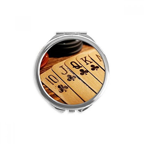 Miroir rond de poche vintage style jeton de poker ancien accessoire de maquillage portable