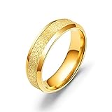 Stfery Bague Amitié, Anneau Or Acier Inoxydable Gommage Perle de Style Européen Cadeau Anniversaire Or 64 Cadeau Bijoux Fille