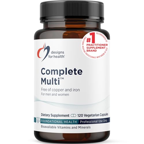 Designs for Health DFH Complete Multi - Comprehensive Multi Vitamin + Mineral Supplement with Folate 1000 IU Vitamin D Immune Support Vitamins - Multivitamin with No Copper No Iron (120 Capsules)