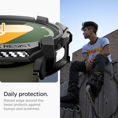 Spigen Rugged Armor Designed for Samsung Galaxy Watch 7 44mm Case Durable TPU Cover (2024) - Matte Black