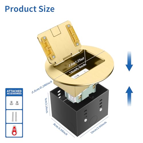 Recessed Floor Outlet Box 1-Gang with 4.8A USB A Charging Port by Vagueior - Used condition - Image 3