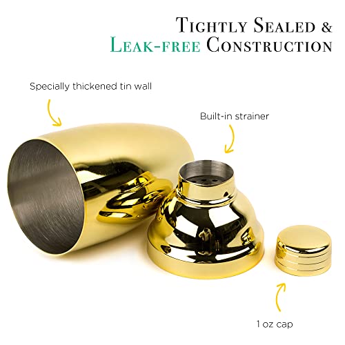 Homestia 8 Pcs Cocktail Shaker Set Stainless Steel Gold Martini Shaker Set, 24Oz Drink Shakers Cocktail Set Shakers Bartending Drink Mixer Kit, Margarita Kit Cocktail Mixer Set Bar Kits For Bartender #TOP3