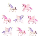 Lovely Flying Horse Unicorn Model Cake Toppers 8 Pcs Fairy Garden Miniature Unicorn Figurines Moss L