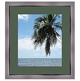 RK Cadres Photo Frame con Passepartout Verde Foresta per un'immagine 41x41 o 41 x 41 cm Cornice portafoto Argento con Filo Nero, 3.4 Centimetri di Larghezza, Foto Struttura in Legno