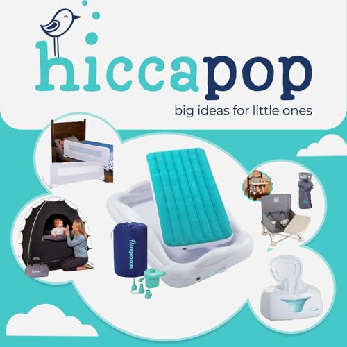 Hiccapop Inflatable Toddler Travel Bed with Safety Bumpers [4-Sided] | Portable Toddler Bed for Kids | Toddler Air Mattress | Kids Air Mattress - Teal Blue by Hiccapop - Image 7
