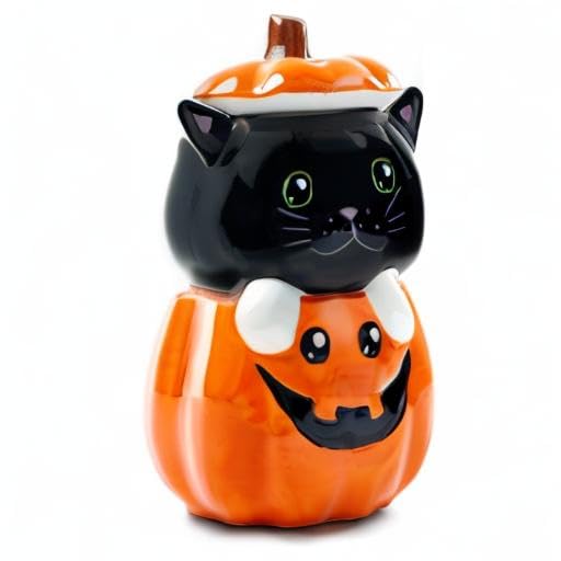 Dolomiteceramic11x63halloweencookiecandyjarwithairtightlidperfectforkitchencanisterspettreatcontainersfalldecorativecandydishblackcatpumpkin Urban Country Home Decor Dolomite ceramic 11 x 63 halloween cookie candy jar with airtight lid perfect for kitchen canisters pet treat containers fall decorative candy dish black cat pumpkin urban country home decor