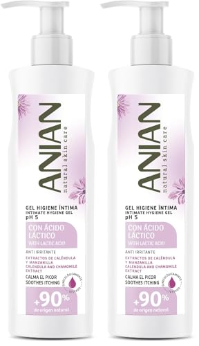 ANIAN - Gel Higiene Íntima Mujer, 250 ml, con Extracto de Caléndula y Manzanilla, Formulado con pH 5, Limpia y Respeta la Zona Íntima, Anti-irritante y Calmante del Picor, +90% Ingredientes Naturales