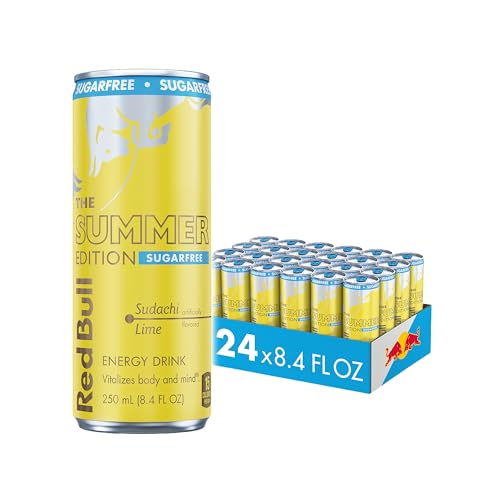 Image of Red Bull Sugarfree Energy Drink, Sudachi Lime, Summer Edition | contains caffeine, taurine, B-vitamins, sweeteners, and water, 8.4 fl. oz, pack of 4 cans
