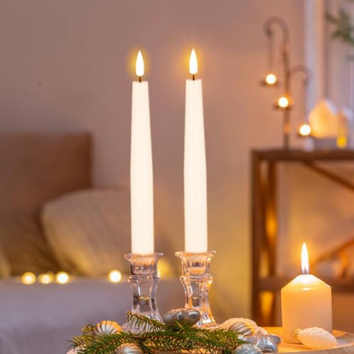 Image of GenSwin Flameless Taper Candles Battery Operated with Timer White