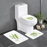 Rutschfeste Bodenmatte, 3-teiliges Set, YYHWHJDE Grashüpfer auf Blumendrucken, U-förmige WC-Bodenmatte, fest befestigt, saugfähig und langlebig, dick und bequem