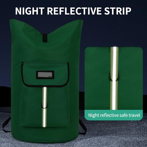 Image of Extra-Large Heavy Duty Laundry Bag Backpack - Drawstring Closure (Grass Green)
