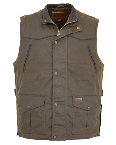 Outback Trading Men's 2154 Magnum Waterproof Breathable Fleece Lined Cotton Oilskin Outdoor Vest, Bronze, XXX-Large