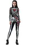 Honeystore Women's Skeleton Halloween Costume Catsuit Bodysuit Cosplay Jumpsuits BAX008 S