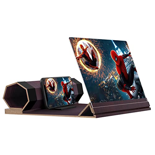 Image of 14‘’ Screen Magnifier for Smartphone, Mobile Phone 3D Magnifier Screen Expanders for Movies and Gaming Foldable Phone Stand with Screen Amplifier B3 Brown