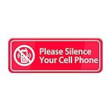 WWV Please Silence Your Cell Phone Sign, 10 X 3 Inches Acrylic Warning Sign, Door Wall Labels Sign For Offices Businesses House Home