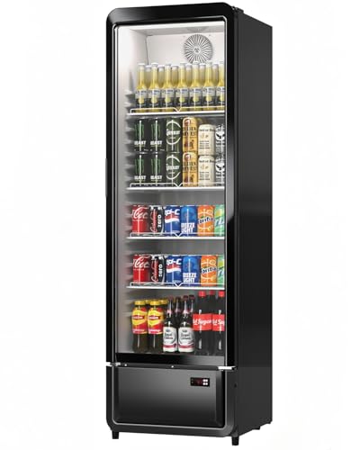 9.89 Cu. Ft Commercial Fridge, Display Merchandiser Drink Refrigerator with Glass Door & LED, 4 Adjustable Shelves Holds 288 Cans, Beverage Cooler for Beer, Soda, ETL DOE NSF Certified