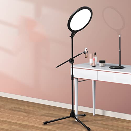 Ringlicht Mit Sockel Verstellbar, Dimmbares 3 Farbe und 9 Helligkeitsstufen für Selfie Live-Stream Makeup Fotografie…