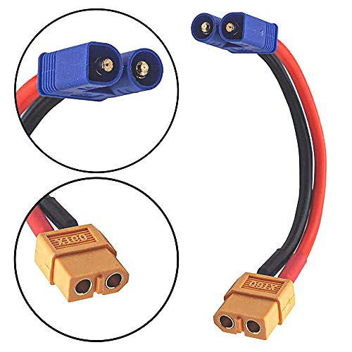 Cable adaptador XT60 a EC3 macho hembra 14 AWG para cargador Lipo y coche RC 3