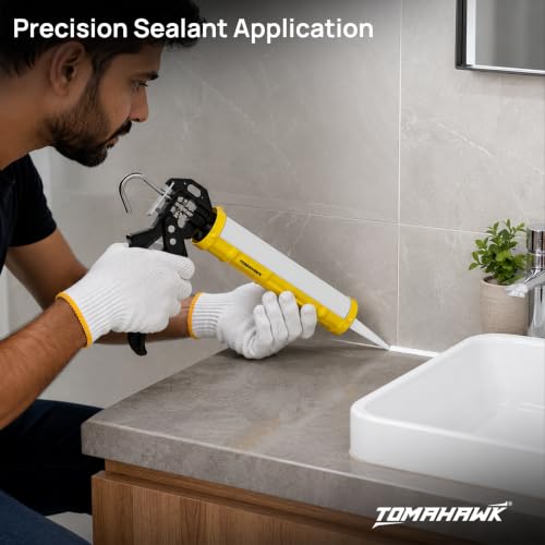 Image of TOMAHAWK TCG-42 Heavy Duty Caulking Gun | 18:1 Thrust Ratio | 2000N High Pushing Power | Ratchet Pushing Rod | Professional Sealant Applicator for Silicone, Adhesive & Construction Sealants
