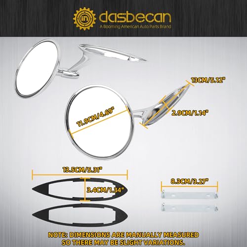 Dasbecan Round Bowtie Outside Rearview Mirrors Ribbed Base Side Door Mirror - Image 4