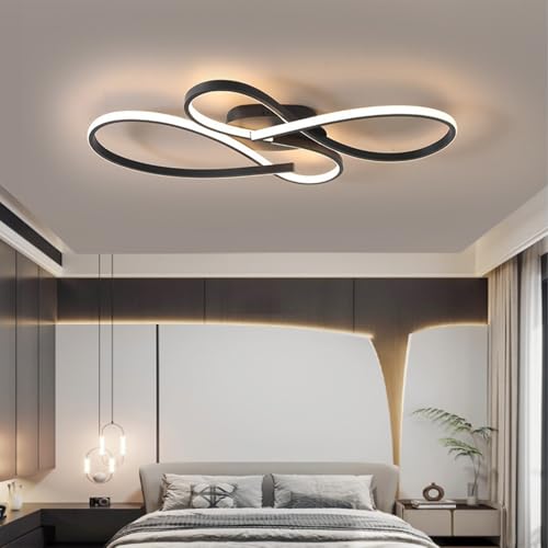 Plafonnier LED dimmable noir de 80cm avec télécommande pour éclairage de salon - 7