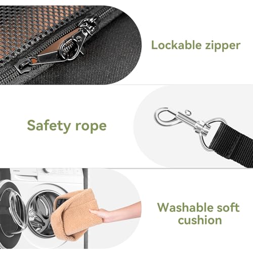 Petsfit Transportbox Katze für Auto, Katzentransportbox mit 2 Patent-Schnallen Transportbox Hund genügend Platz mit weichen Kissen, Tragetasche für Katzen und kleine Hunde, Schwarz