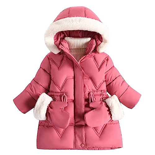 linboo Manteau Fille Doudoune Chaud Veste à Polaire Enfant Blouson d'Hiver à Capuche Fourrure...