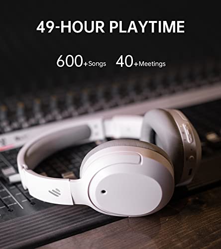 Image of Edifier W820Nb Hybrid Active Noise Cancelling Over-Ear Headphones - White - Over Ear with Wireless Connection