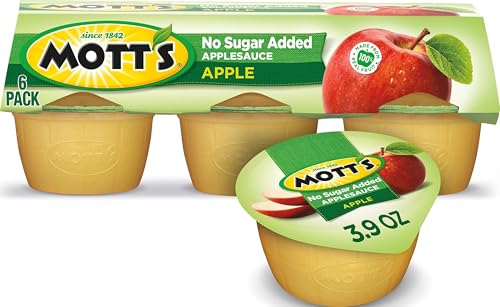 Mott's No Sugar Added Applesauce, 3.9 Oz Cups, 6 Count