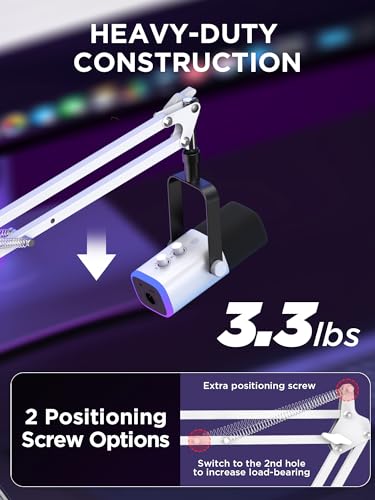 Image of InnoGear Boom Arm Microphone Mic Stand for Blue Yeti HyperX QuadCast SoloCast Snowball Fifine Shure SM7B and other Mic, Medium, White