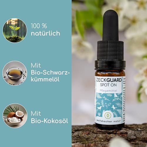 ZeckGuard Spot-On für Hunde & Katzen – Natürlicher Zeckenschutz mit Bio-Kokosöl & Bio-Schwarzkümmelöl – Abwehr von Zecken & Flöhen – Ausreichend für die gesamte Z-Saison 8,5ml