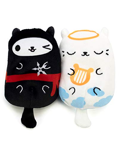Cats vs Pickles - Ninja Kitty & Angeli-cat - 2-Pack - 4" Cute Cuddly Collectible Bean Plush Toy - are You Team Cat or Team Pickle? Collect Them All!