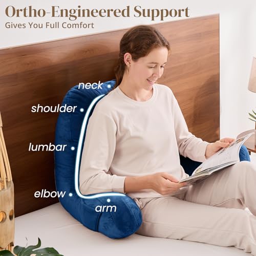 Image of Sasttie Reading Pillow for Bed, Back Pillow for Sitting Up, Navy