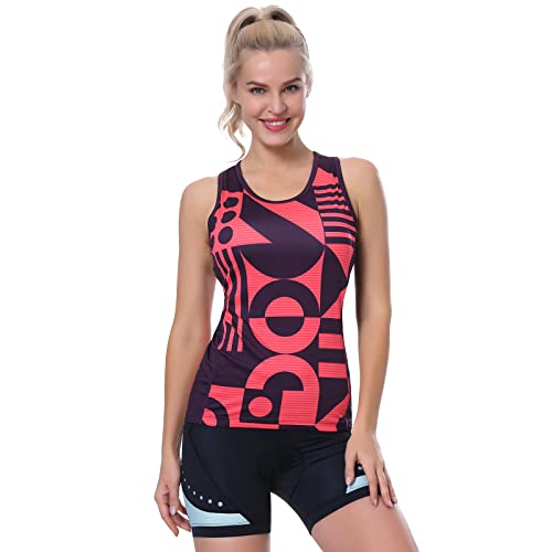 Racerback Cycling Tank Tops Women Indoor-Outdoor Bike Sleeveless Recreation Spin Tank Shirts With Pocket(Violet,Xl) #TOP5