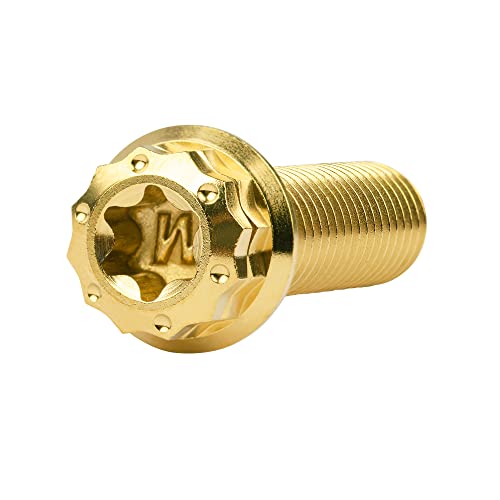 Image of Titanium Flange 12 Point Head M8 x15 20 25 30 35 40 45 50 55 60 65mm Screw Bolt Pack of 4 (M8x30mm, Gold)