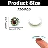 200PCS Assorted Eyes Glass Cabochons, Animal Doll Eyes, Flatback Cat Owl Bird Eyes Human Pupil Eyes Cabochons for Crafts, 6MM Glass Eyes Stickers for Clay Doll Sculptures Props Crafts Jewelry Making #1