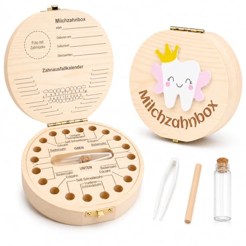Shengruili Zahnbox Holz Milchzähne Box Milchzahndose Zahnbox für Milchzähne Milchzahndose Mädchen Aufbewahrungsbox für Baby-Zähne Jahrestag Hintergrund Banner Geburtstag Party Lieferunge