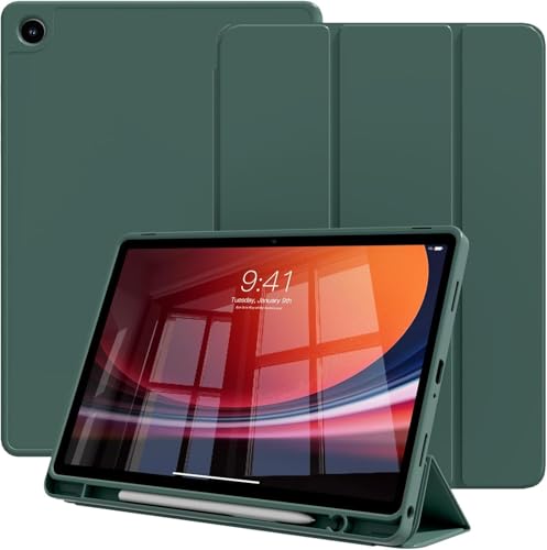 Image of Printme for Samsung Galaxy Tab A11 8.7 inch (2025), A9 8.7 inch (2023) - Trifold Case with Pen Holder - Slim Lightweight Stand Cover with Auto Sleep /Wake, Protective PU Leather Tablet Cover (Green)