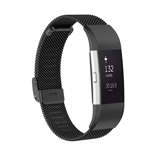 Gheper Banda de Metal Compatible con Fitbit Charge 2 / Charge 2 HR Malla tejida de acero inoxidable Smartwatch Pulseras Correa de repuesto