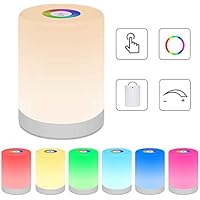 Luz De Nocturna LED, Lámpara De Mesa De Noche Inteligente, USB Recargable Diseño De Control Táctil Portátil Cambio De Color RGB Para Niños Habitación Cámping (Blanco Cálido)