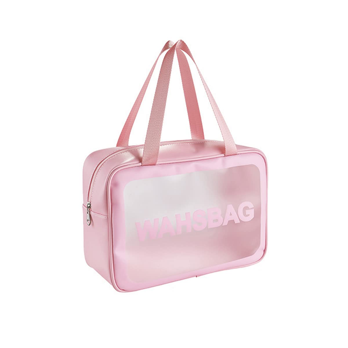 Travel Cosmetic Makeup Bags WisLotife Business Trip Storage Transparent PVC Toiletry Organizer Bags with Zipper Waterproof PU leather Wash Bag, Beach Bag, Outdoor Bag Pink L