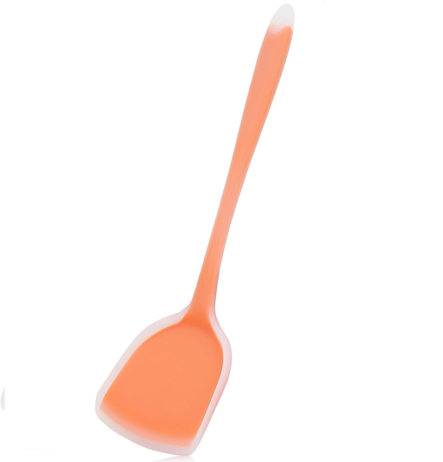 Baskety Heat Resistant Silicone Spatula/Spoonula Slotted Turner Non-Stick Wok Turner in Hygienic Solid Coating Cookware Kitchen Tools (Pack of 1 Orange)