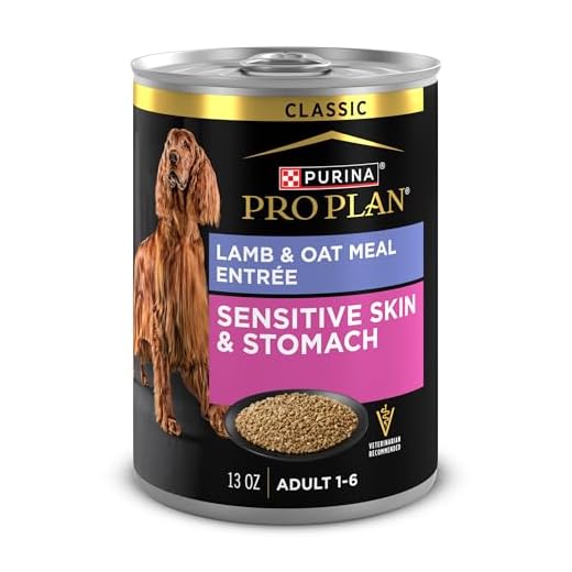 Purina Pro Plan Sensitive Skin and Stomach Dog Food Wet Classic Pate Lamb and Oat Meal Entrée - (Pack of 12) 13 oz. Cans